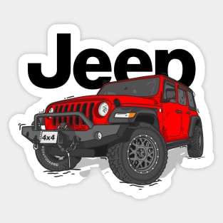 Red Jeep Wrangler Rubicon Sticker